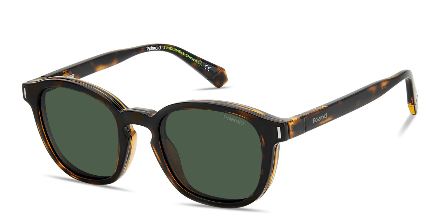 Shop Polaroid Clip-On Unisex Square Eyeglasses in Havana online.