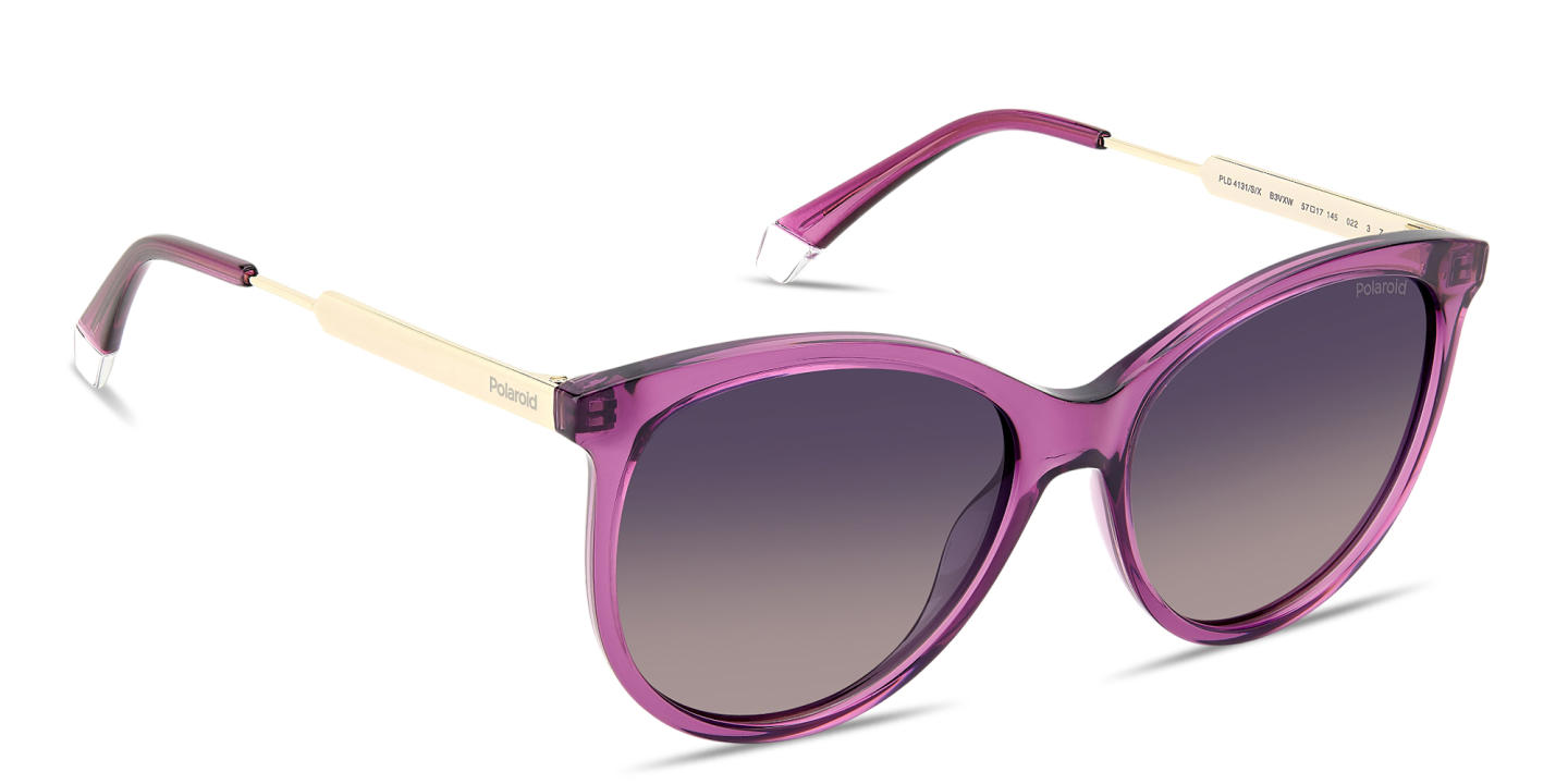 Shop Polaroid Engraved Logo Cat-Eye Sunglasses in Violet online.