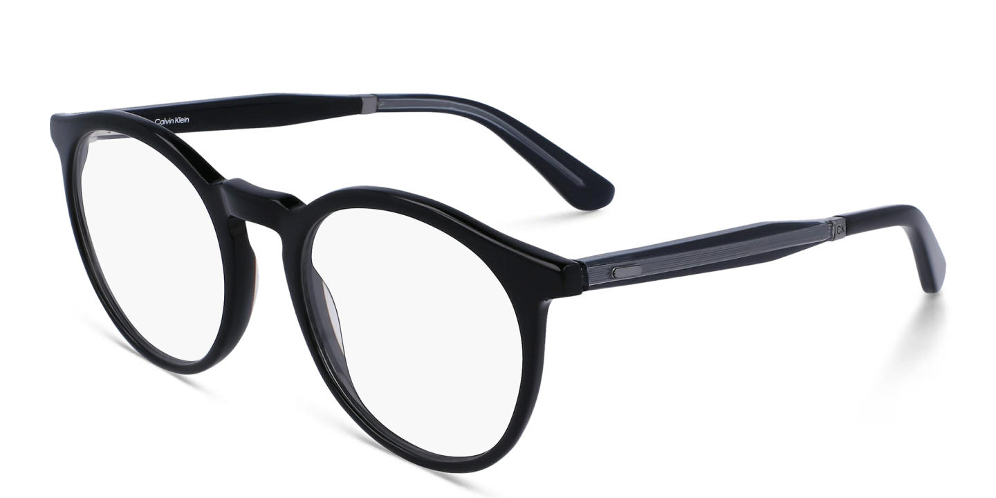 Shop Calvin Klein Unisex Round Eyeglasses in Black online.