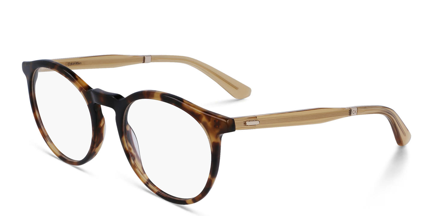 Shop Calvin Klein Unisex Round Eyeglasses in Havana online.