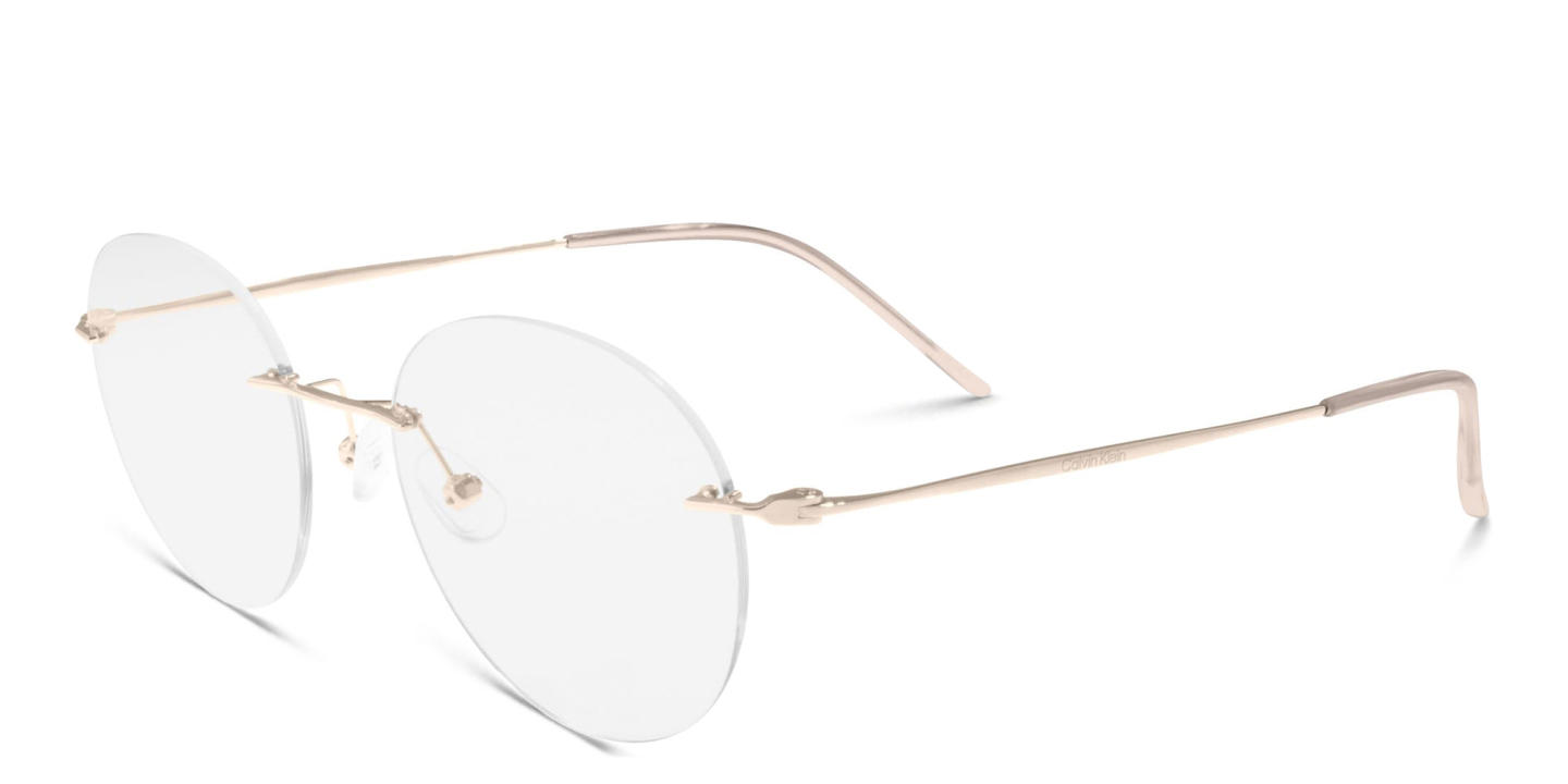 Calvin Klein Unisex Rimless Round Eyeglasses in Nude – Product Photo 0