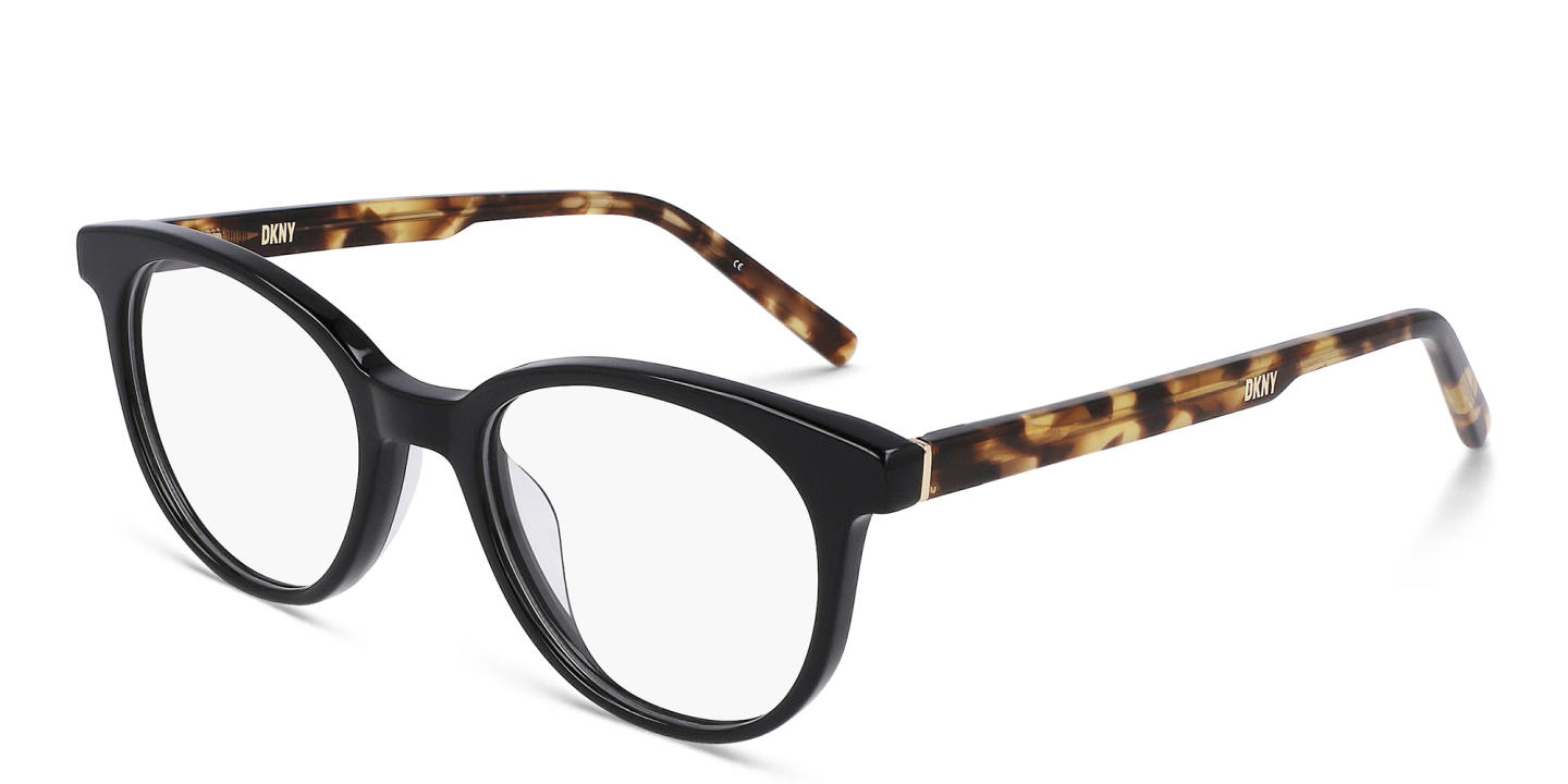 Shop DKNY Round Eyeglasses in Black online.