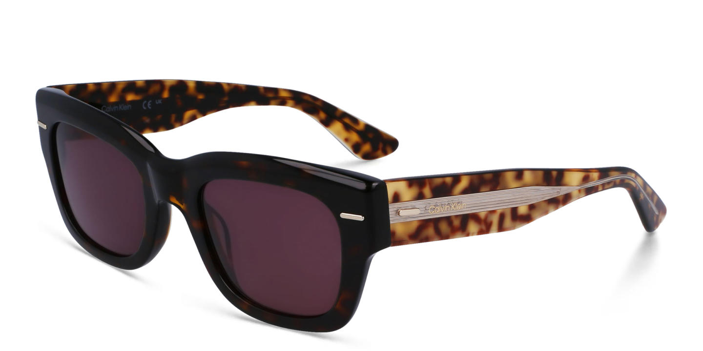 Calvin Klein Rectangle Sunglasses in Havana – Product Photo 1