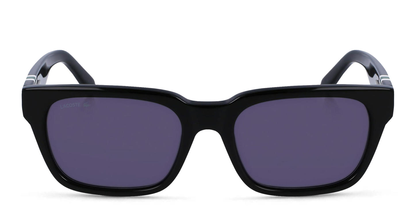 Shop Lacoste Rectangle Sunglasses in Black online.
