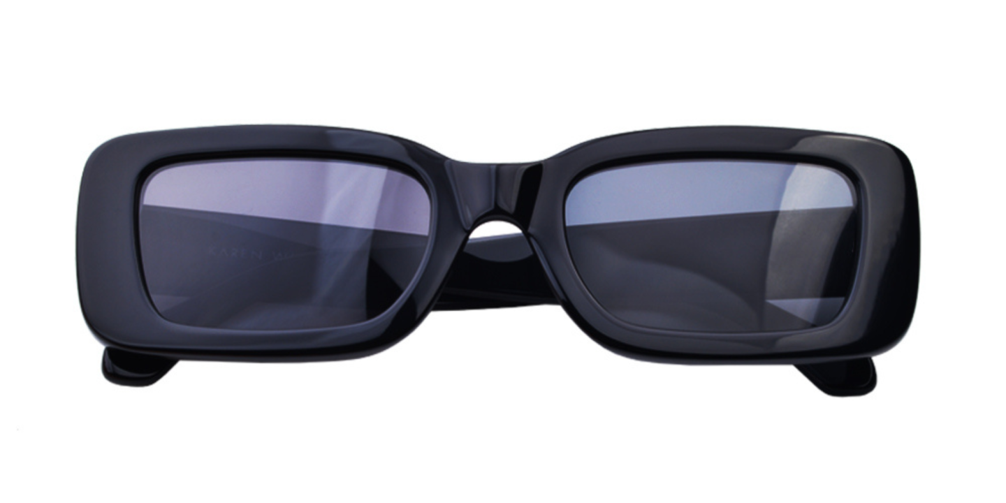Shop Karen Wazen Kenny Rectangle Sunglasses in Black online.