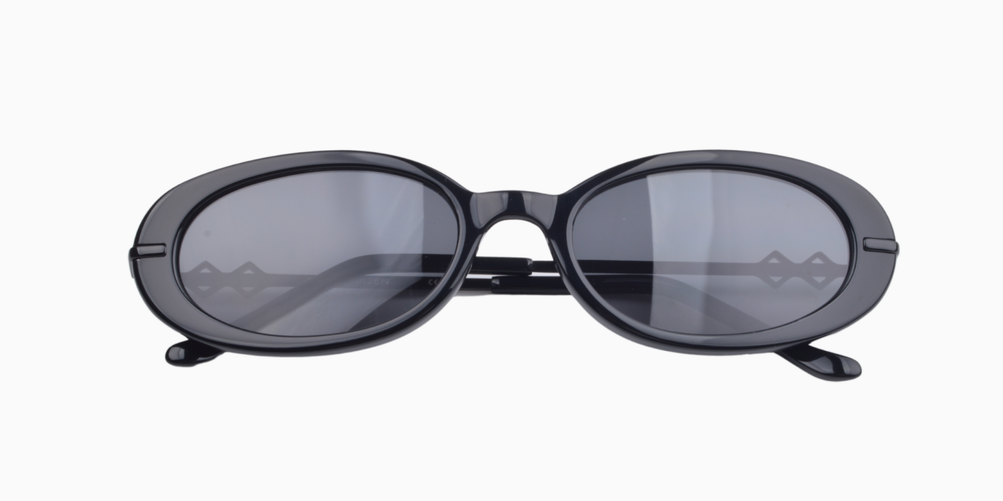 Karen Wazen Olivia Oval Sunglasses in Black – Product Photo 0