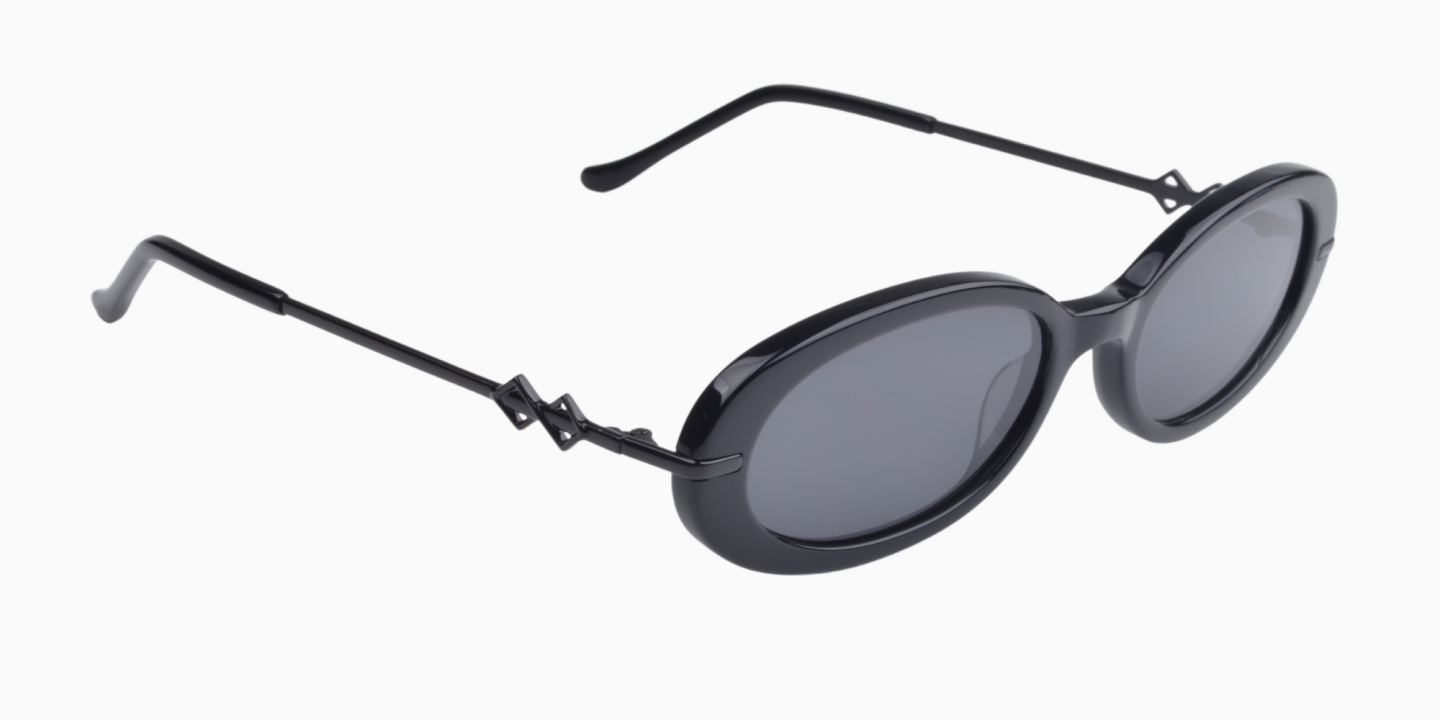 Karen Wazen Olivia Oval Sunglasses in Black – Product Photo 1