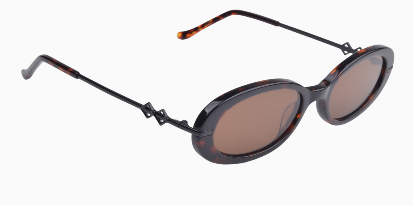 Karen Wazen Olivia Oval Sunglasses in Tortoise – Product Photo 1