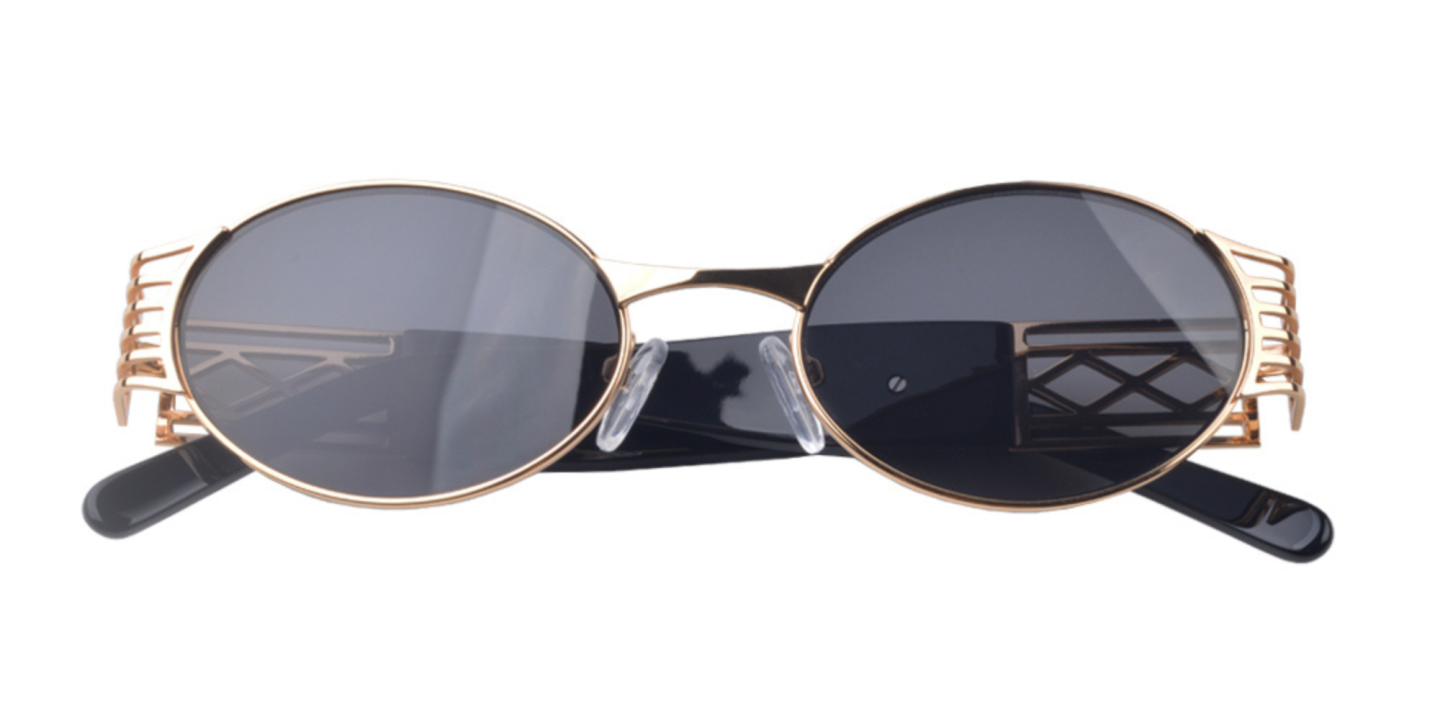 Karen Wazen Pam Oval Sunglasses in Gold – Product Photo 0