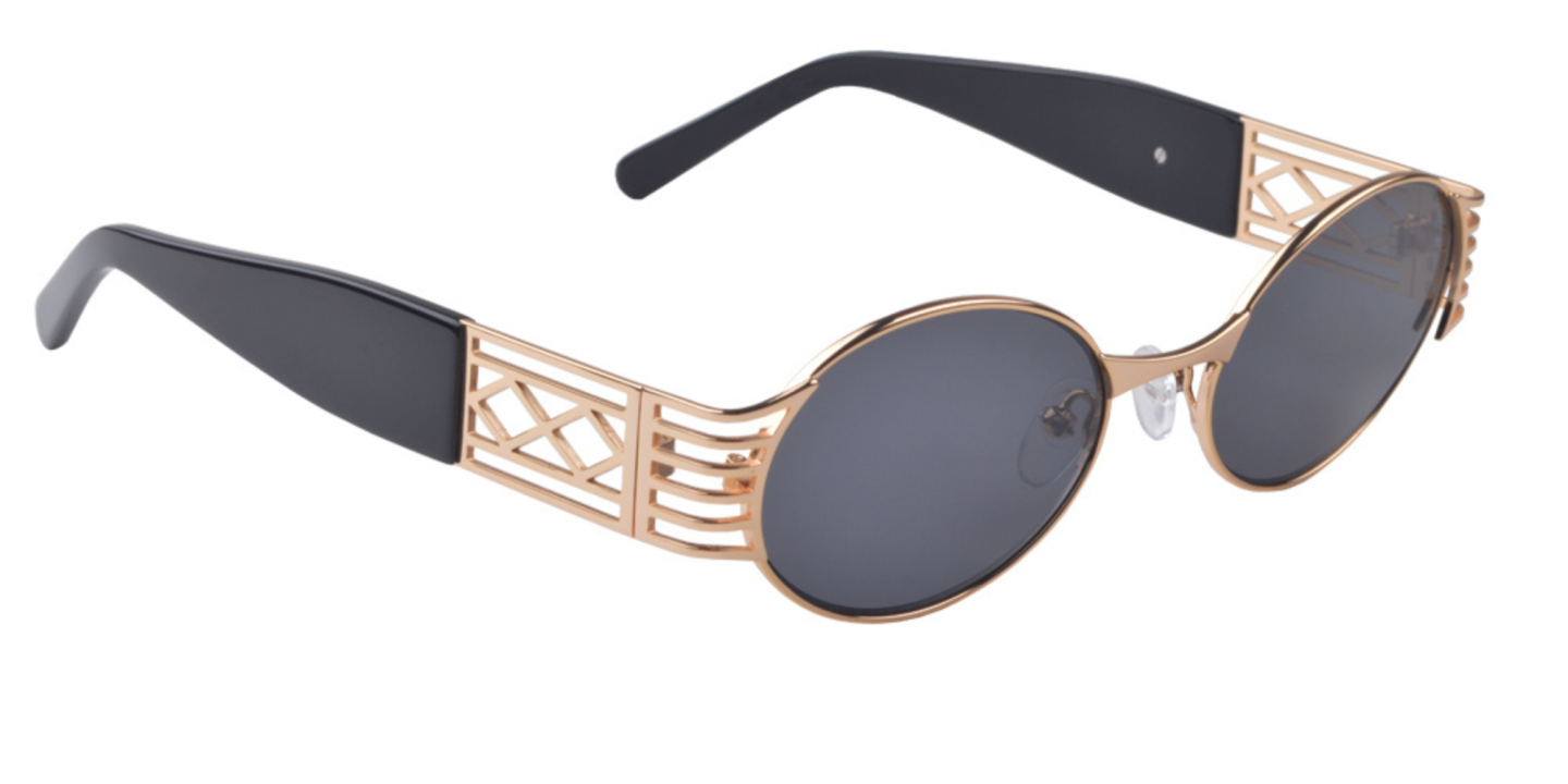 Karen Wazen Pam Oval Sunglasses in Gold – Product Photo 1