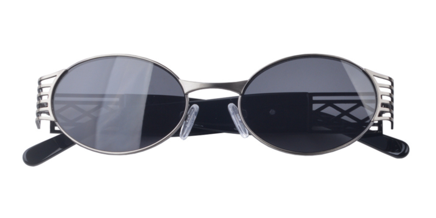 Karen Wazen Pam Oval Sunglasses in Silver – Product Photo 0
