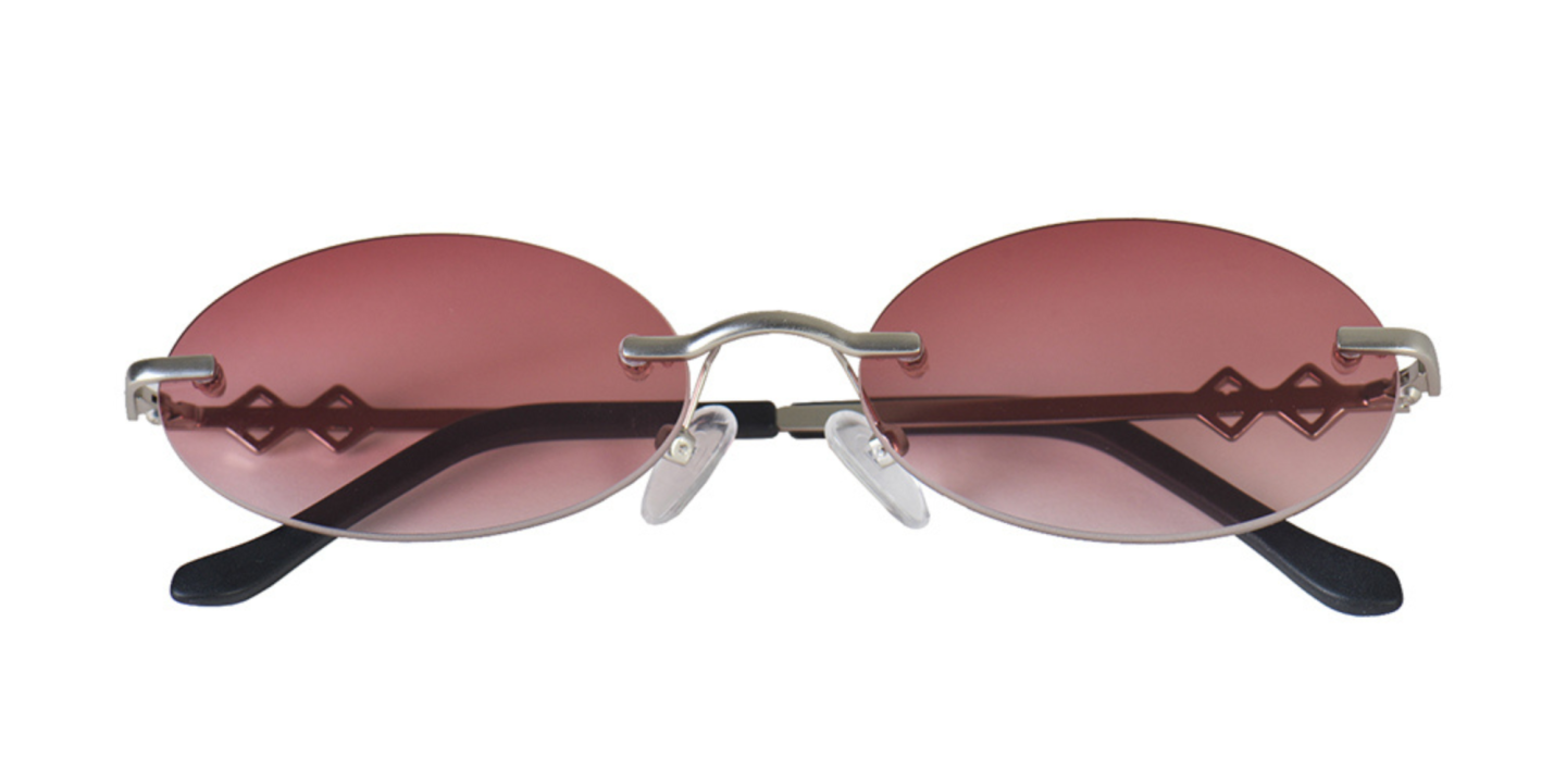 Karen Wazen Vicky Rimless Oval Sunglasses in Silver – Product Photo 0