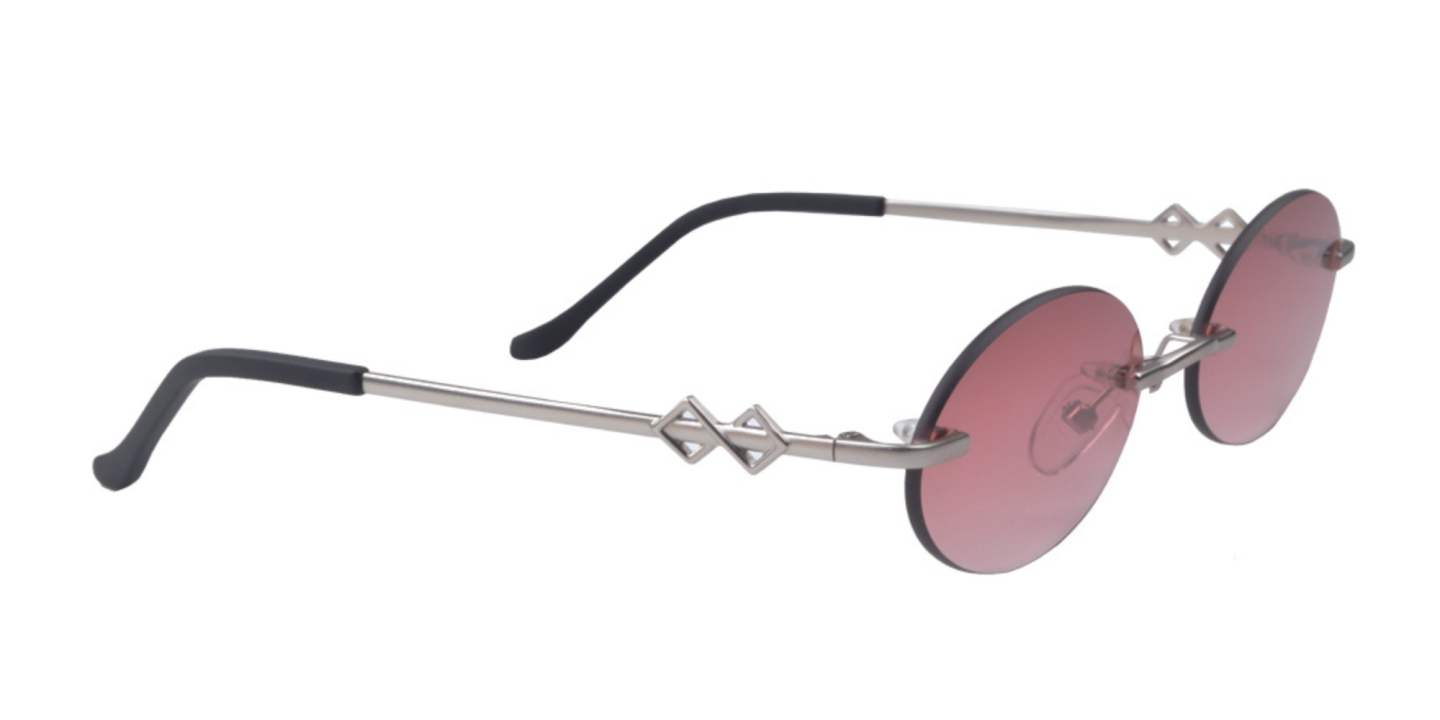 Karen Wazen Vicky Rimless Oval Sunglasses in Silver – Product Photo 1