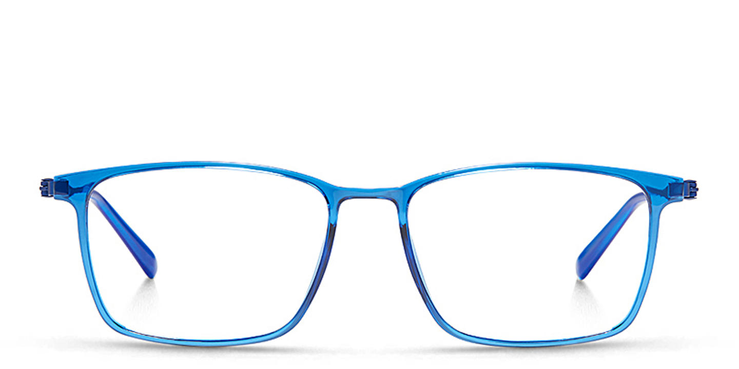 Modo Wide Rectangle Eyeglasses in Blue – Product Photo 0