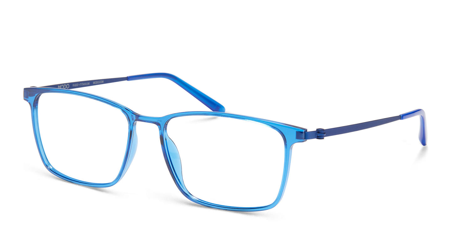Shop Modo Wide Rectangle Eyeglasses in Blue online.