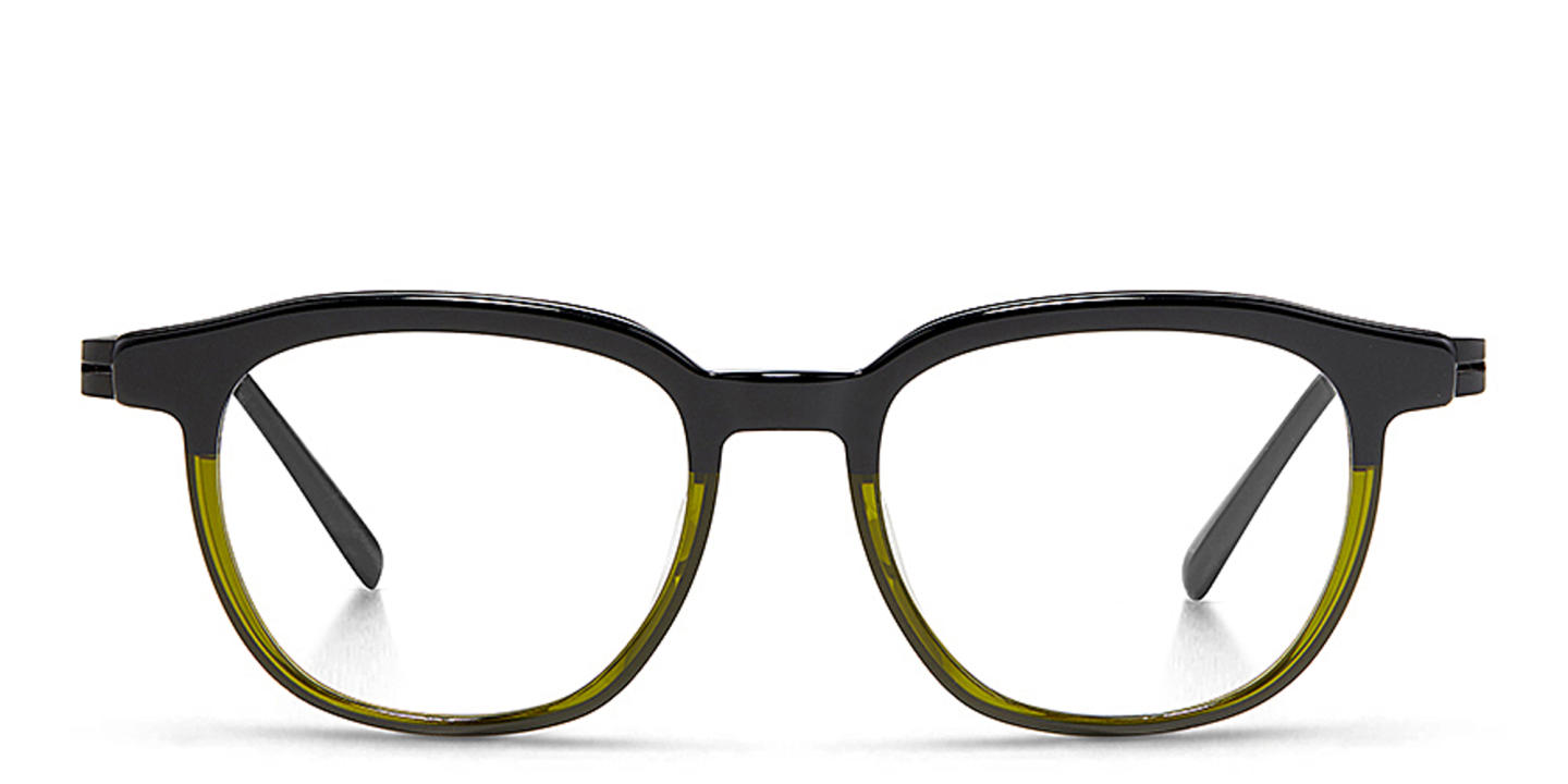 Shop Modo Round Eyeglasses in Black Green online.