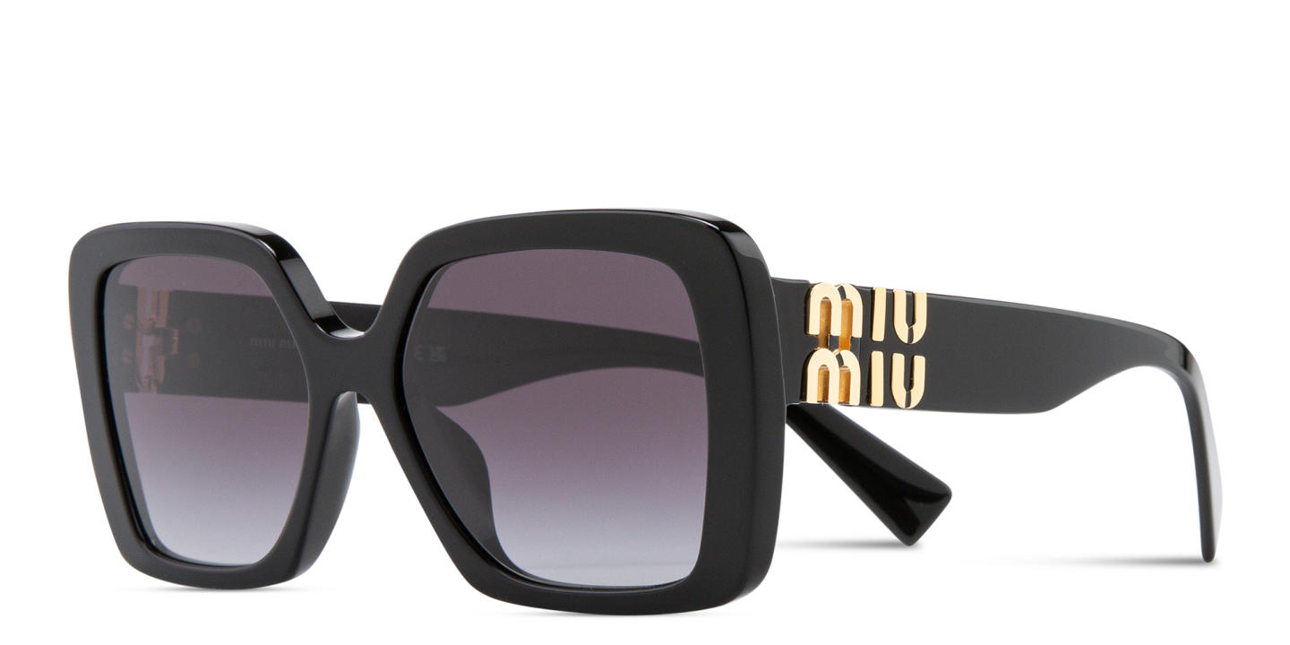 Shop MIU MIU Irregular Sunglasses in Black online.