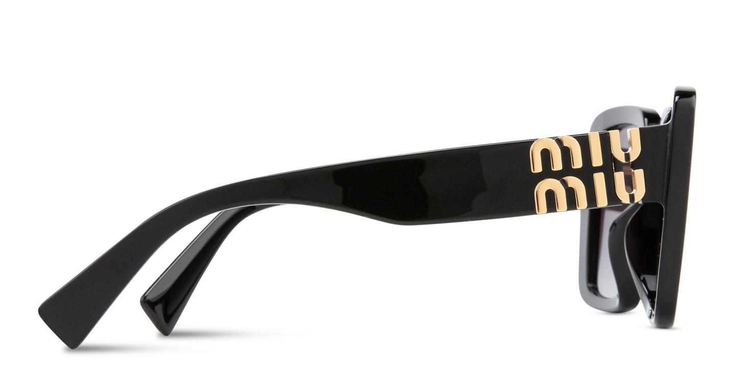 Shop MIU MIU Irregular Sunglasses in Black online.