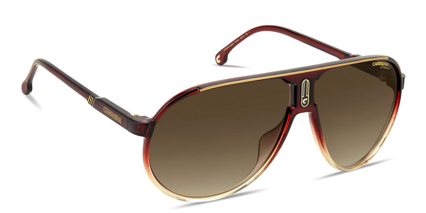 Shop Carrera Champion 65 Unisex Pilot Sunglasses in Burgundy Shaded online.