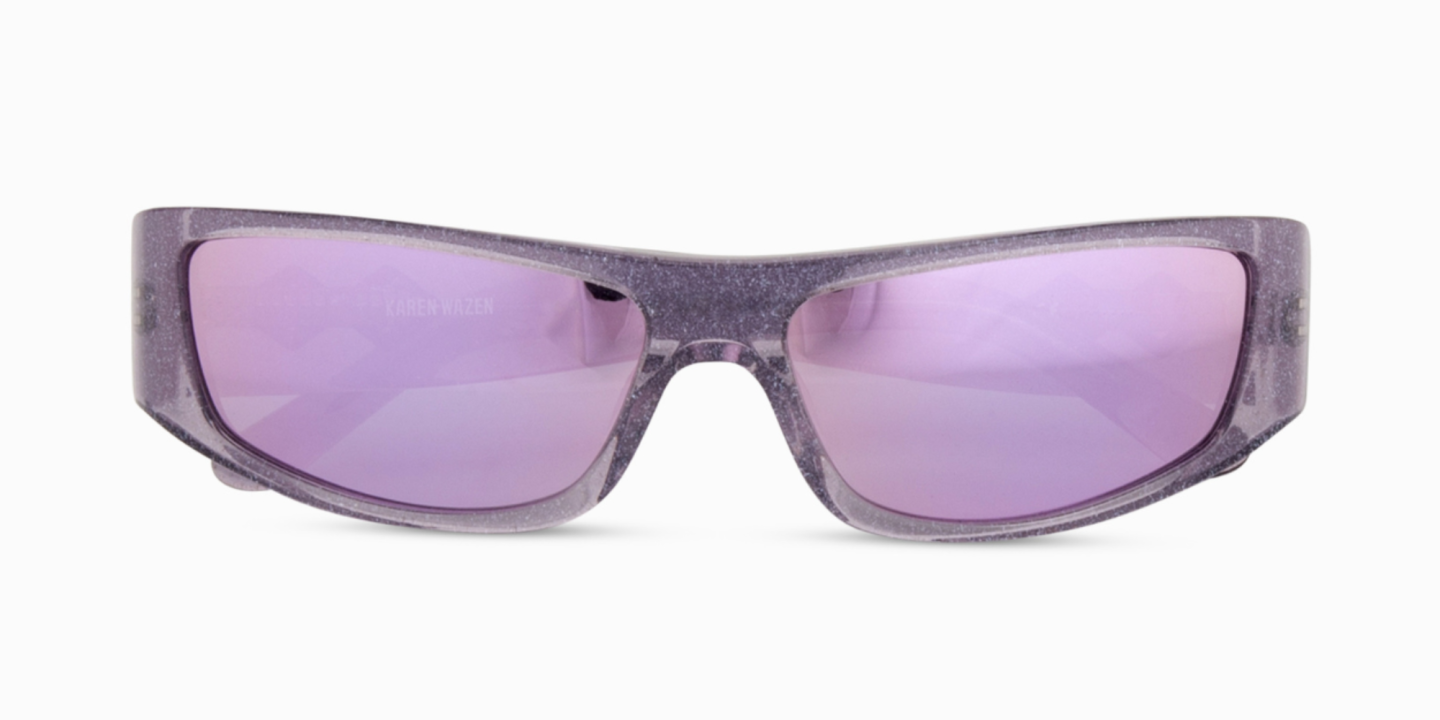 Karen Wazen Sir Rectangle Sunglasses in Purple – Product Photo 0