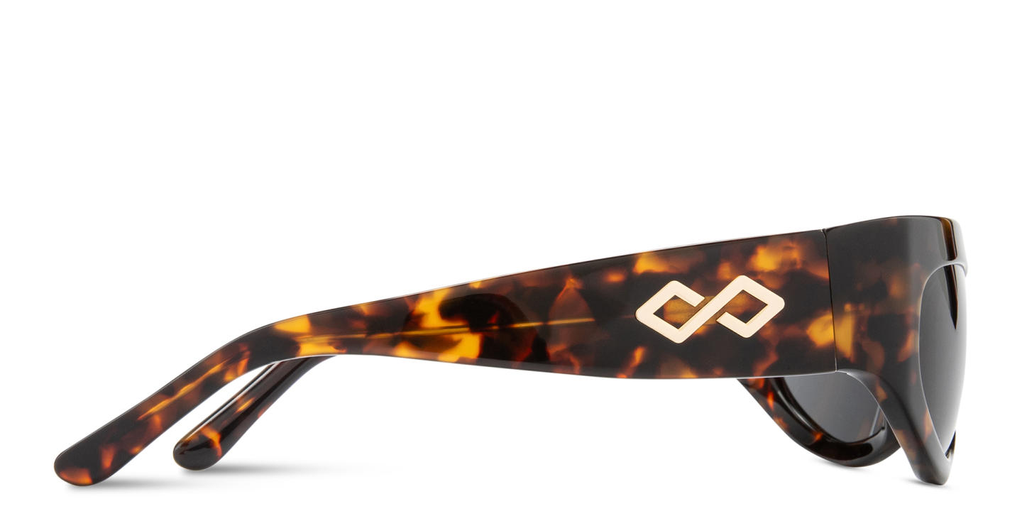 Shop Karen Wazen Swim Oval Sunglasses in Tortoise online.