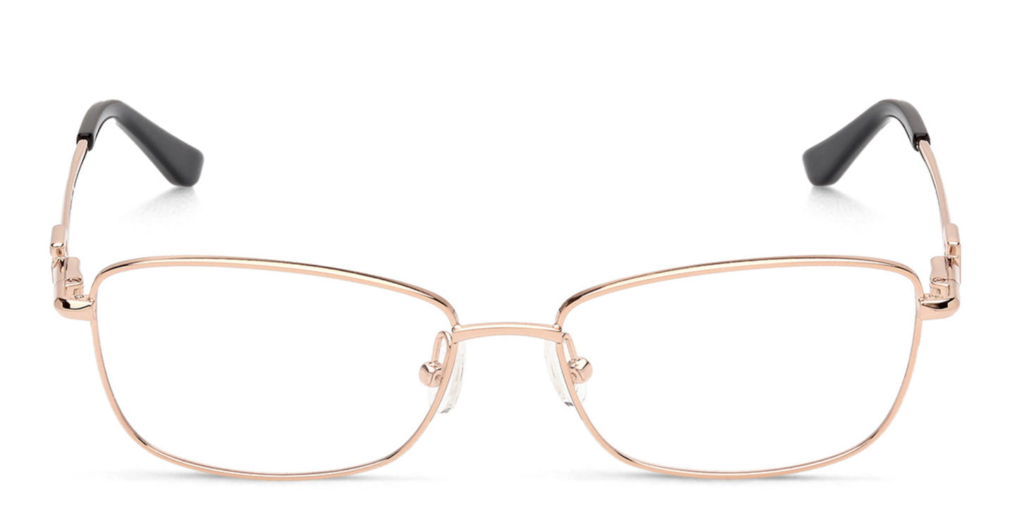 Shop Guess Rectangle Eyeglasses in Rose Gold online.
