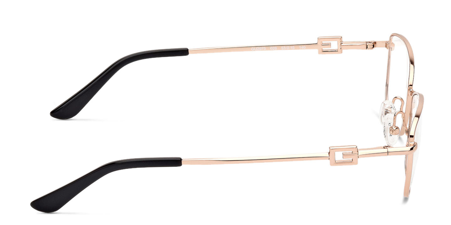 Shop Guess Rectangle Eyeglasses in Rose Gold online.