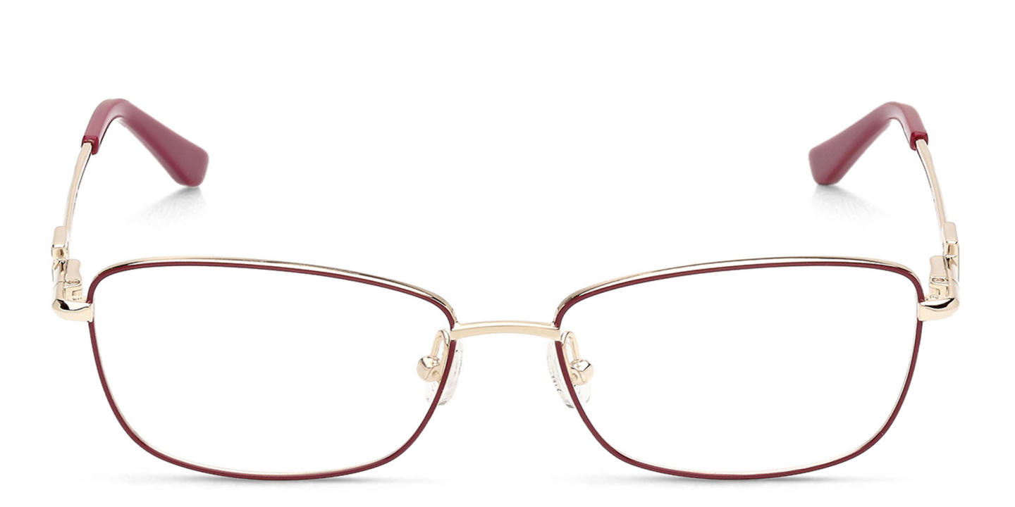 Shop Guess Rectangle Eyeglasses in Gold online.