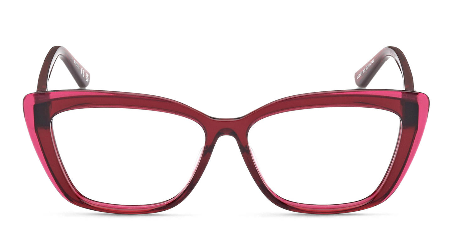 Shop Guess Square Eyeglasses in Bordeaux Transparent online.