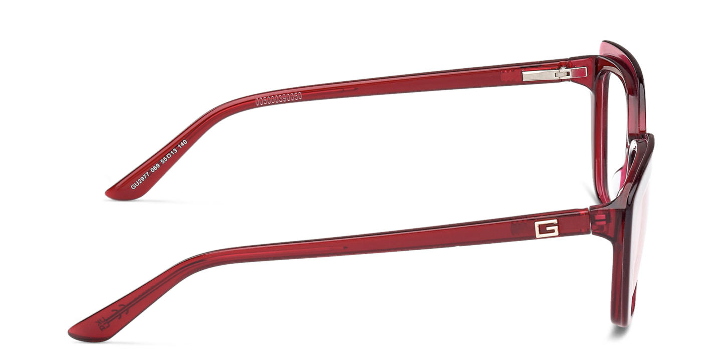 Shop Guess Square Eyeglasses in Bordeaux Transparent online.
