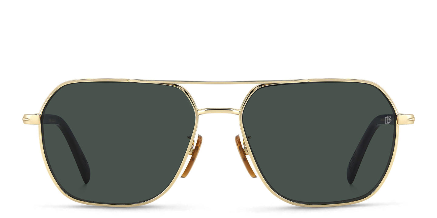 Shop DAVID BECKHAM Aviator Sunglasses in Gold Havana online.