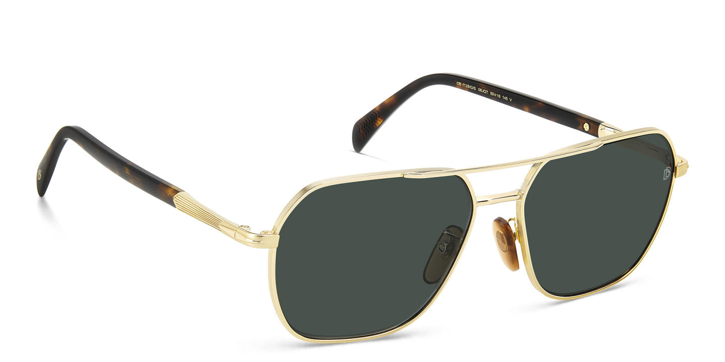 Shop DAVID BECKHAM Aviator Sunglasses in Gold Havana online.