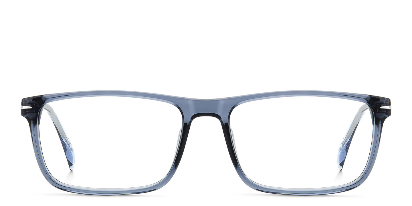 Shop DAVID BECKHAM Timeless Icons Wide Rectangle Eyeglasses in Blue online.