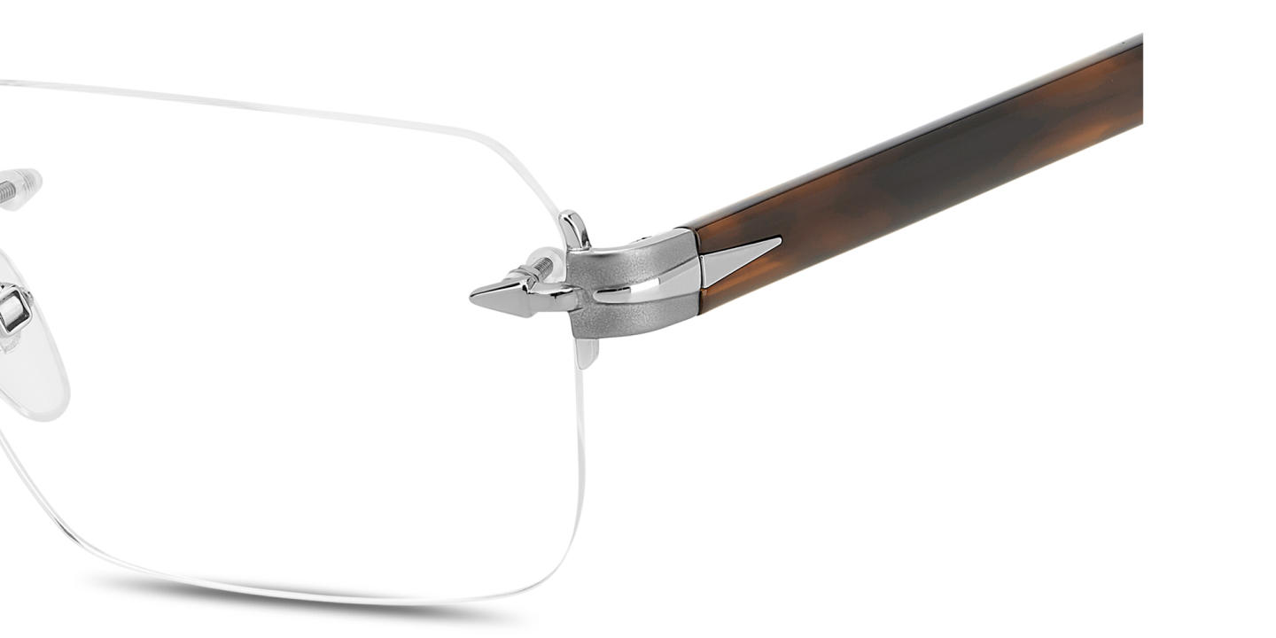Shop DAVID BECKHAM Talisman Rimless Rectangle Eyeglasses in Ruthenium online.