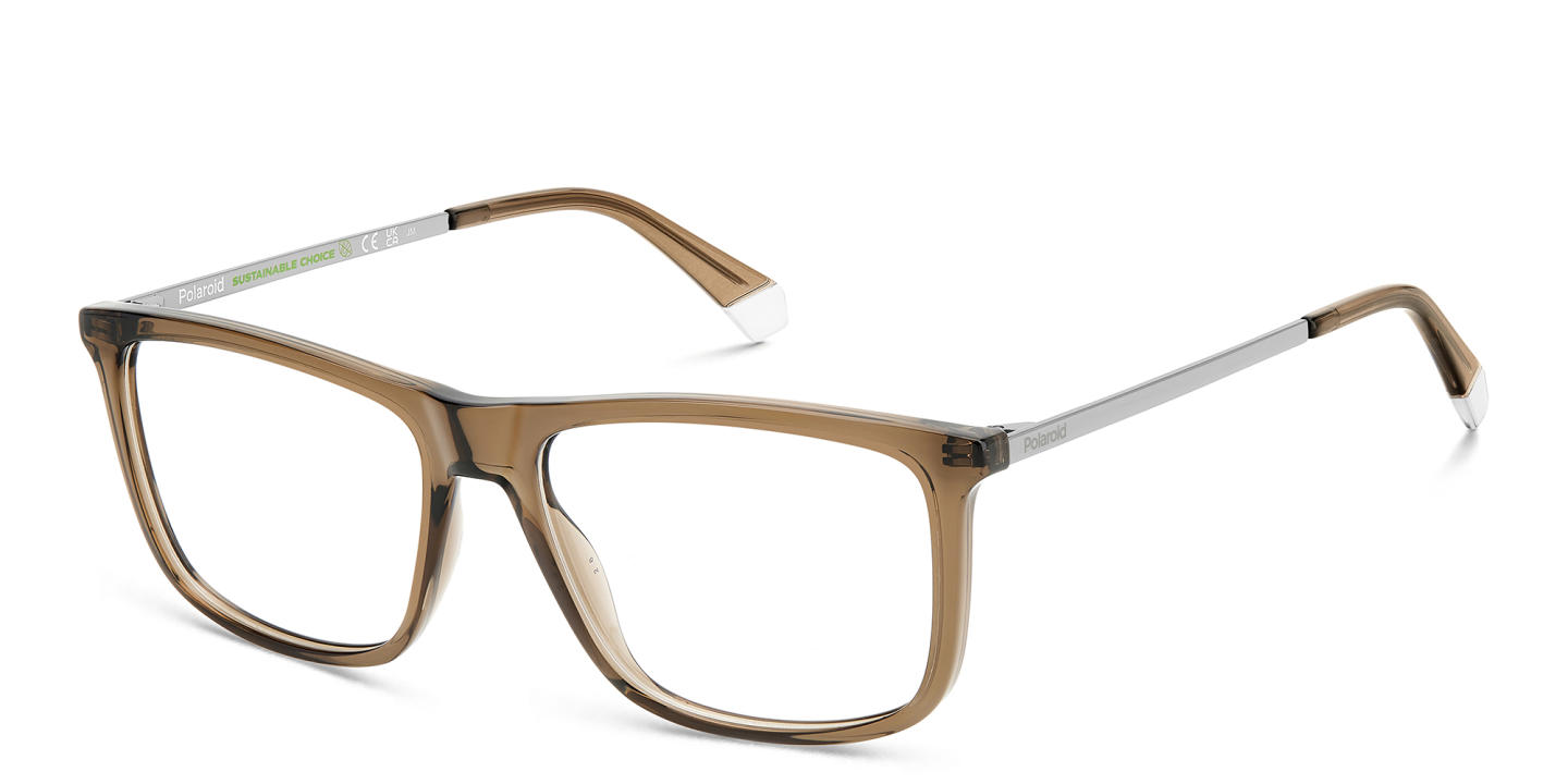 Shop Polaroid Rectangle Eyeglasses in Beige online.