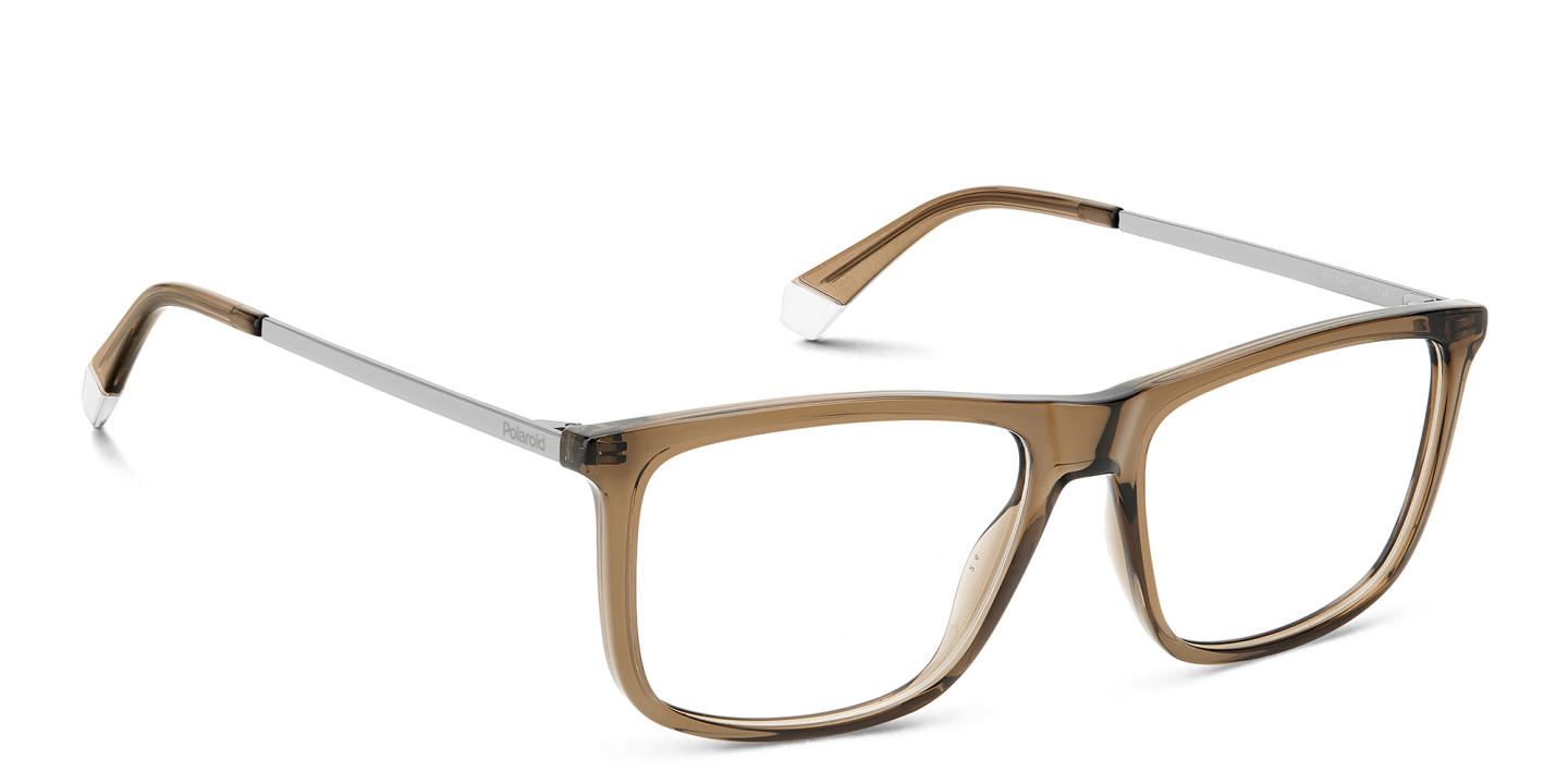 Shop Polaroid Rectangle Eyeglasses in Beige online.