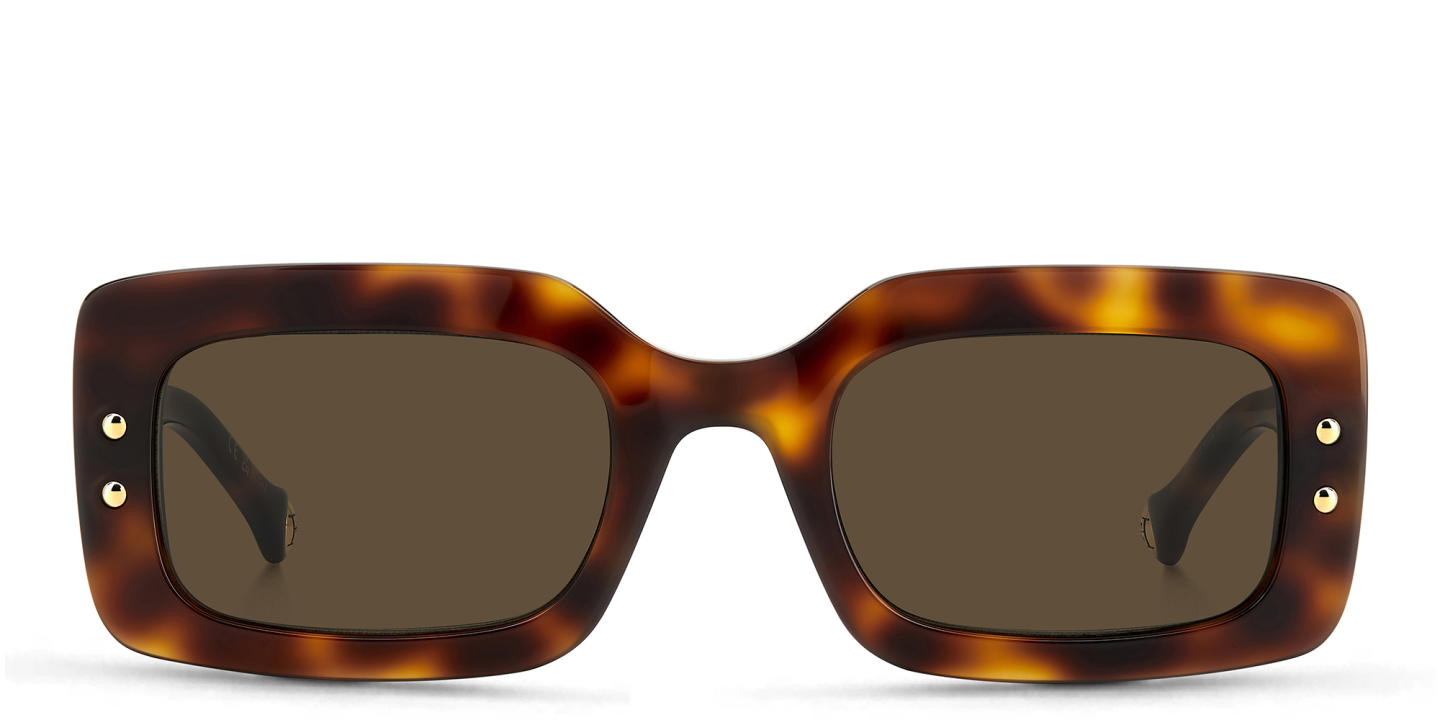 Shop Carolina Herrera Rectangle Sunglasses in Havana online.