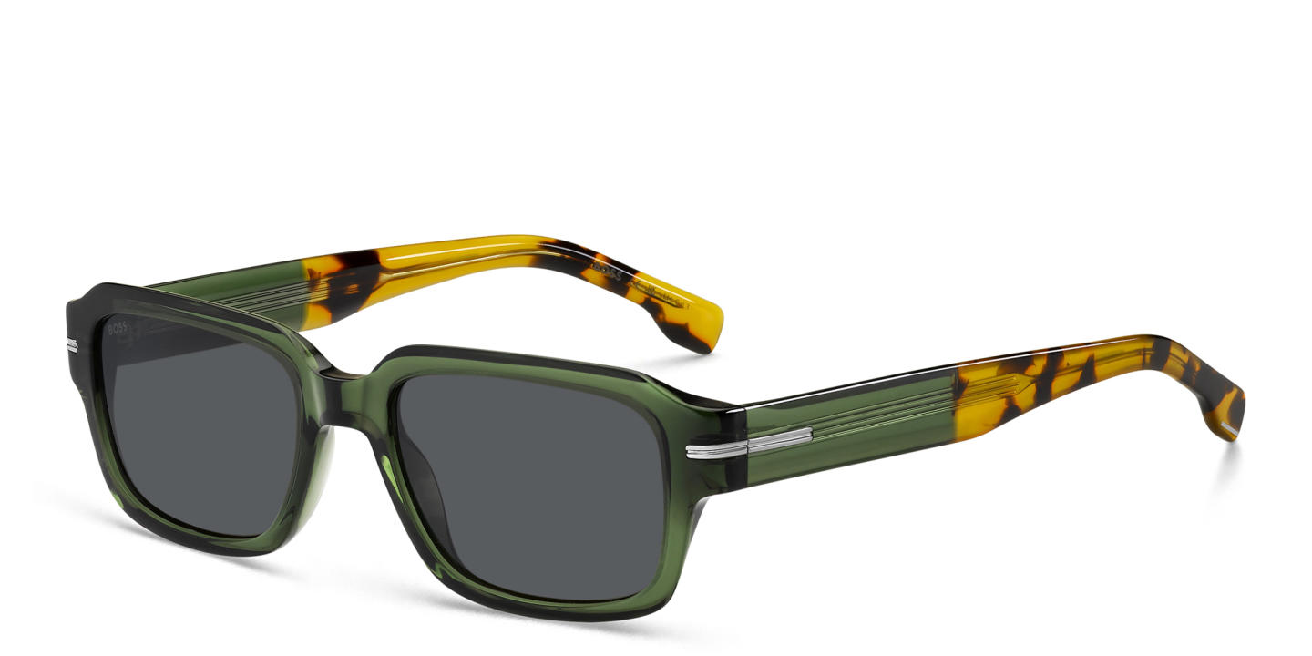 Hugo Boss Rectangle Sunglasses in Transparent Green – Product Photo 1
