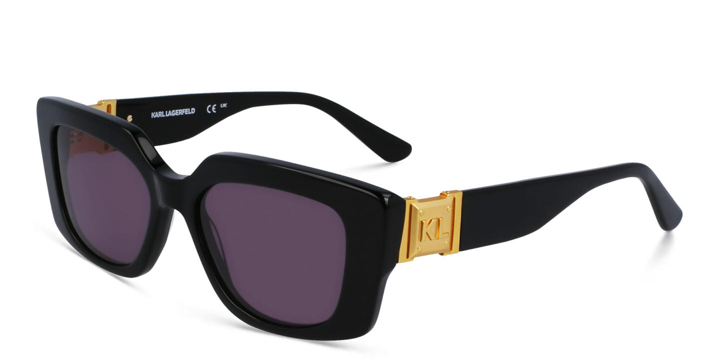 Shop KARL LAGERFELD Rectangle Sunglasses in Black online.