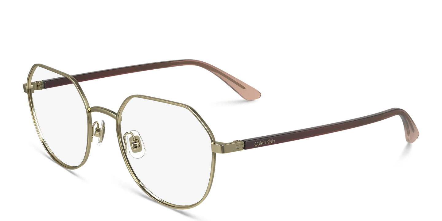 Shop Calvin Klein Unisex Irregular Eyeglasses in Gold online.
