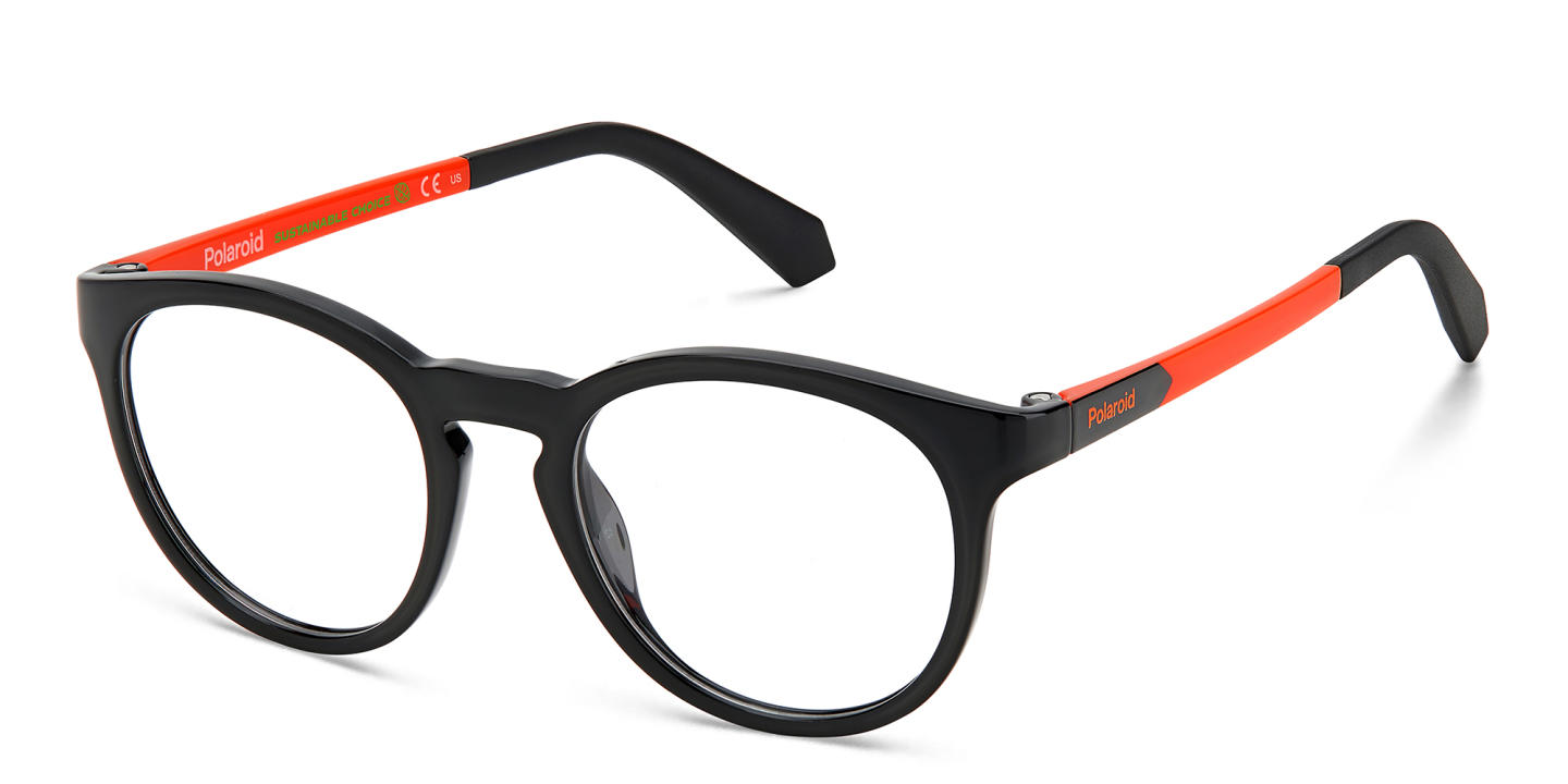Polaroid Kids Kids Round Eyeglasses in Shiny Black – Product Photo 1
