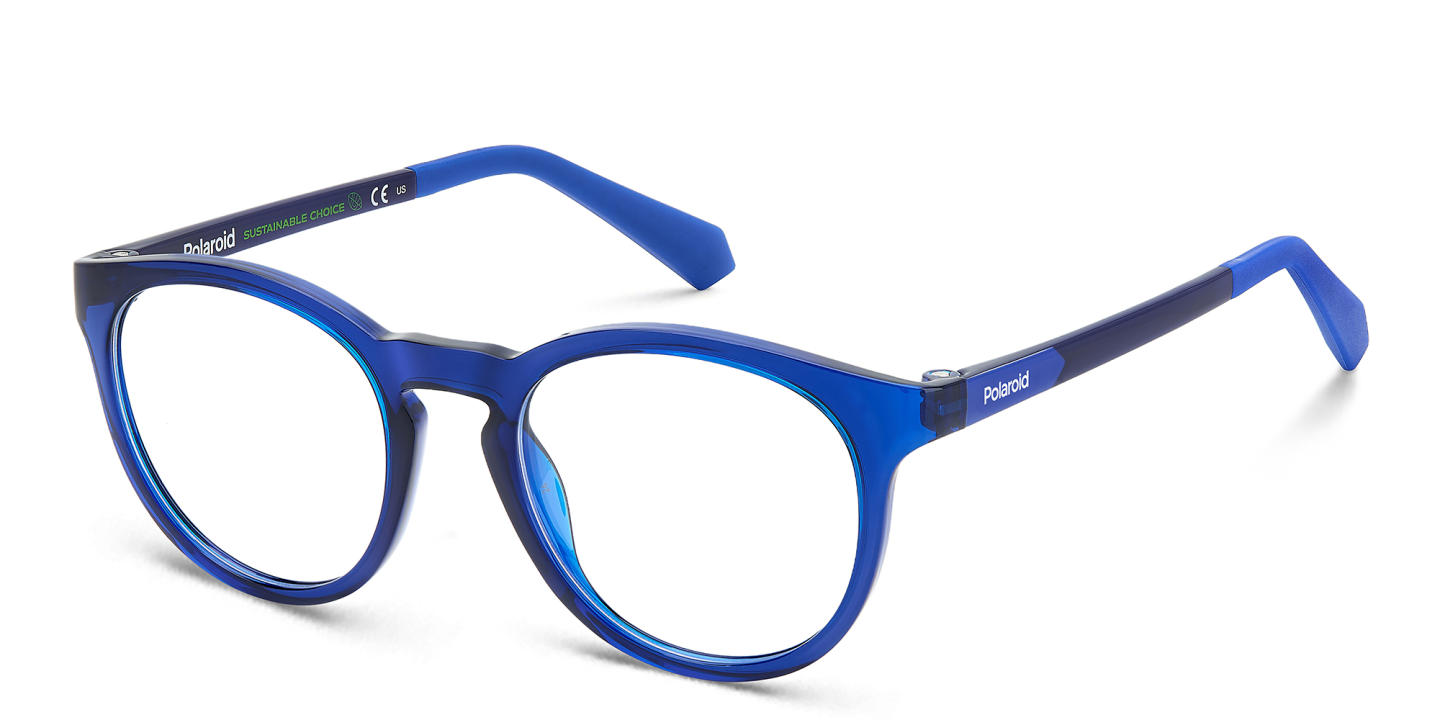 Polaroid Kids Logo Kids Round Eyeglasses in Blue – Product Photo 1