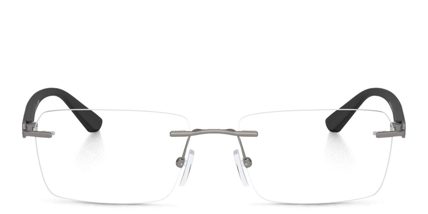 Armani Exchange A|X Logo Wide Rimless Rectangle Eyeglasses in Gunmetal – Product Photo 0