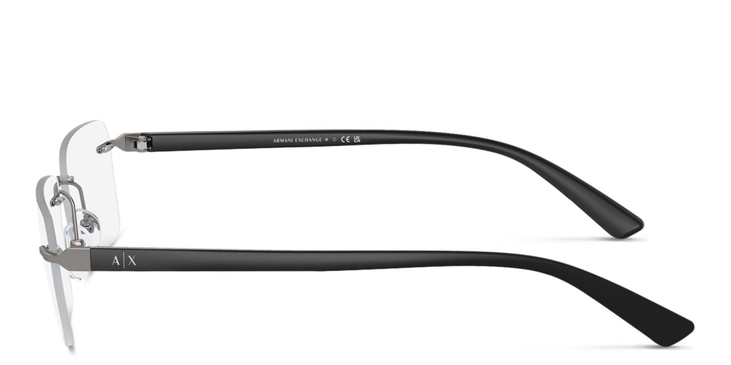 Armani Exchange A|X Logo Wide Rimless Rectangle Eyeglasses in Gunmetal – Product Photo 2