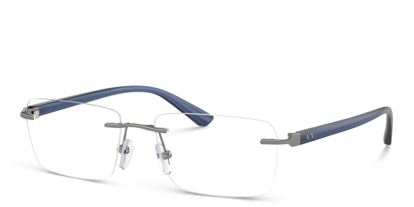 Armani Exchange Rimless Rectangle Eyeglasses in Grey – Product Photo 1