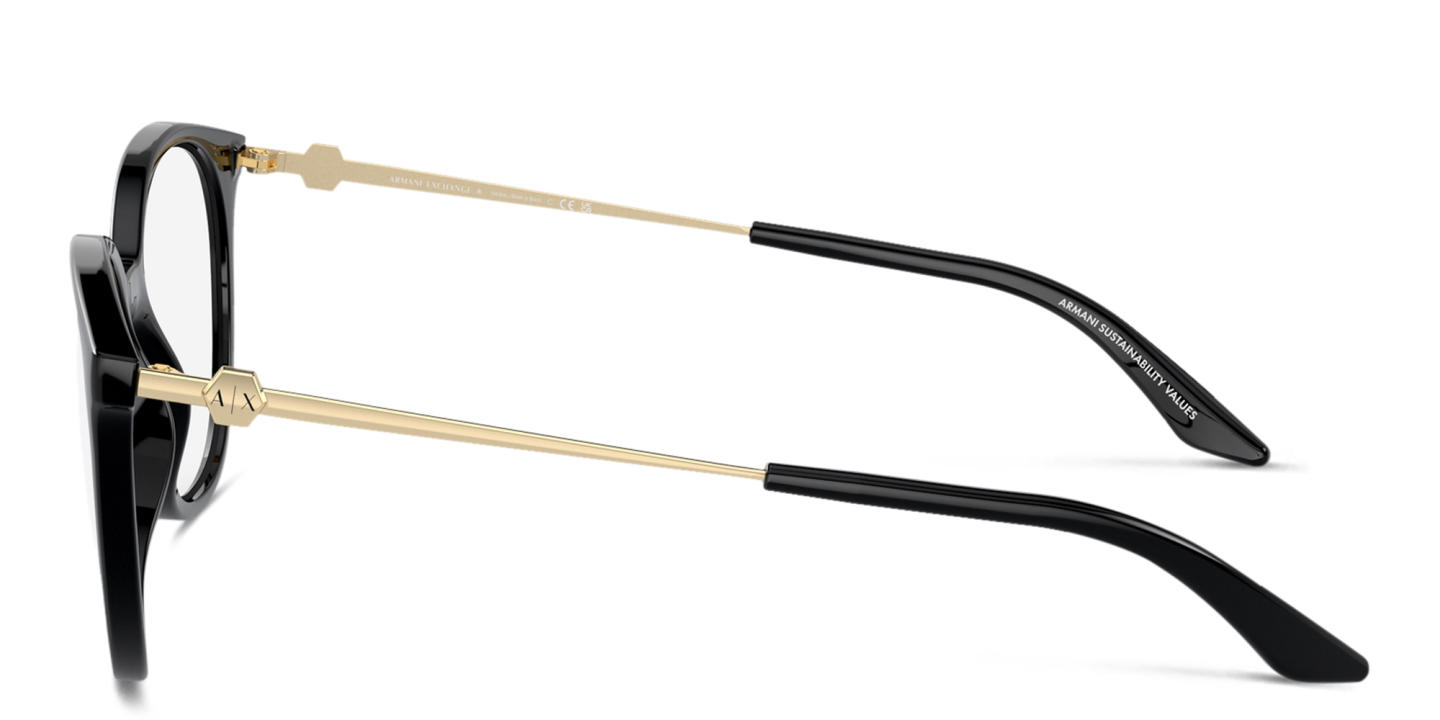 Shop Armani Exchange A|X Logo Cat-Eye Eyeglasses in Black online.