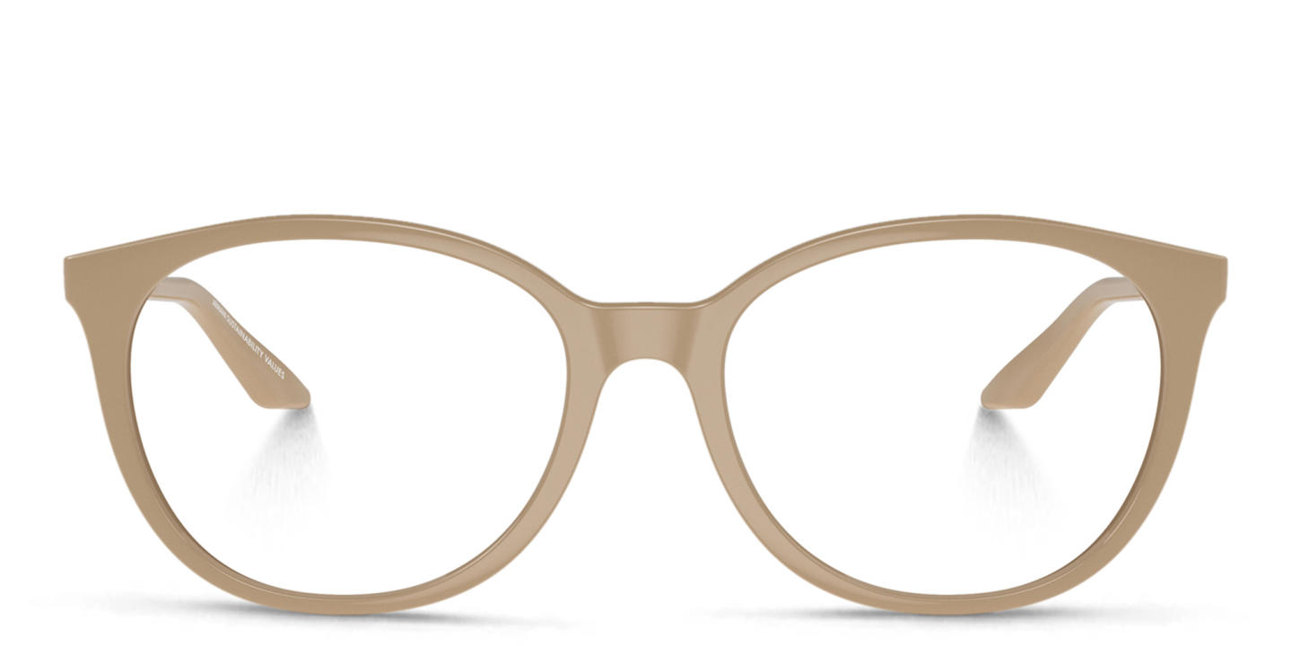 Shop Armani Exchange A|X Logo Cat-Eye Eyeglasses in Beige online.