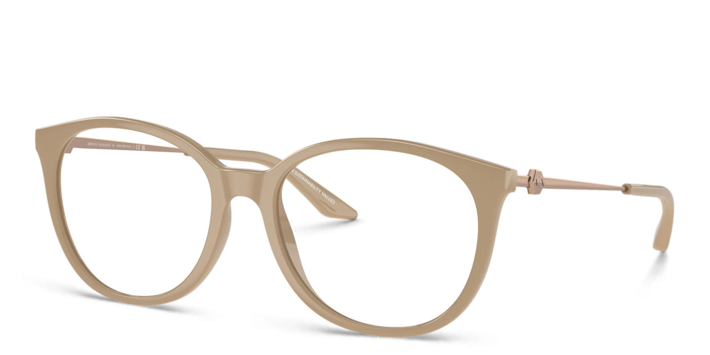 Shop Armani Exchange A|X Logo Cat-Eye Eyeglasses in Beige online.