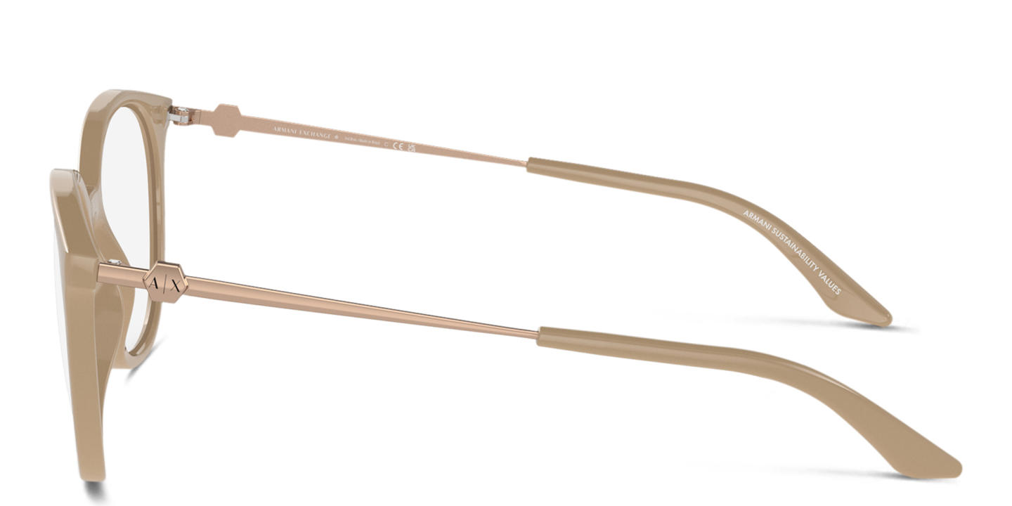 Shop Armani Exchange A|X Logo Cat-Eye Eyeglasses in Beige online.