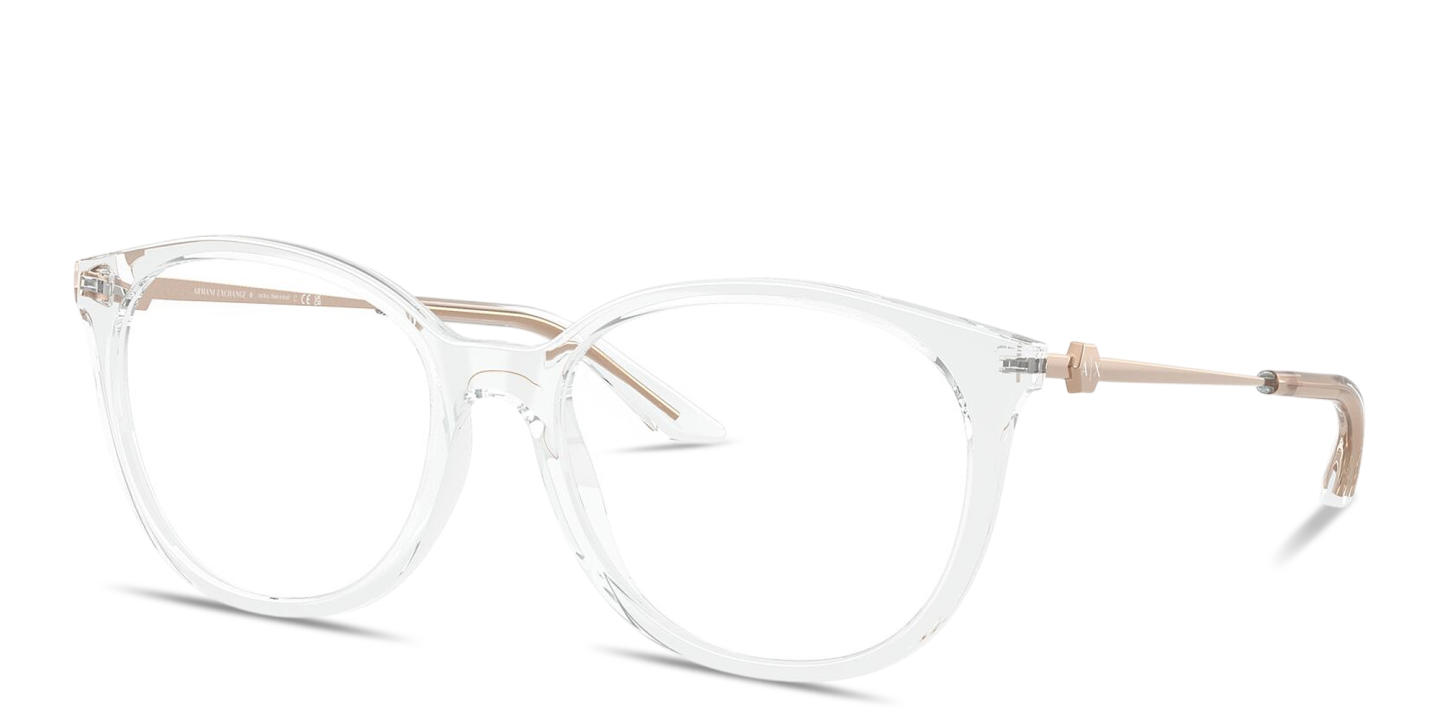 Shop Armani Exchange A|X Logo Cat-Eye Eyeglasses in Crystal online.